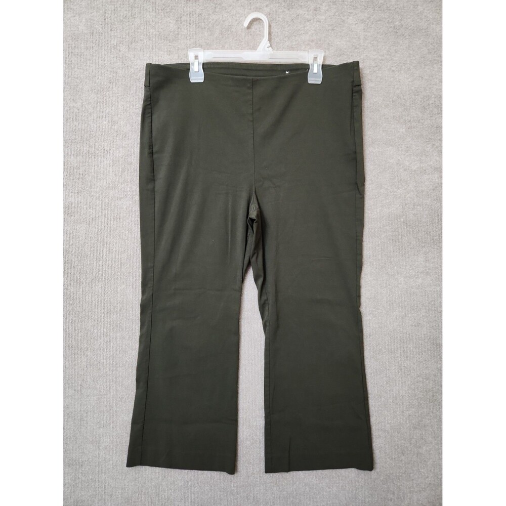 Chicos So Slimming Juliet Kick Flare Crop Pants Womens 3 US 16 Olive Green